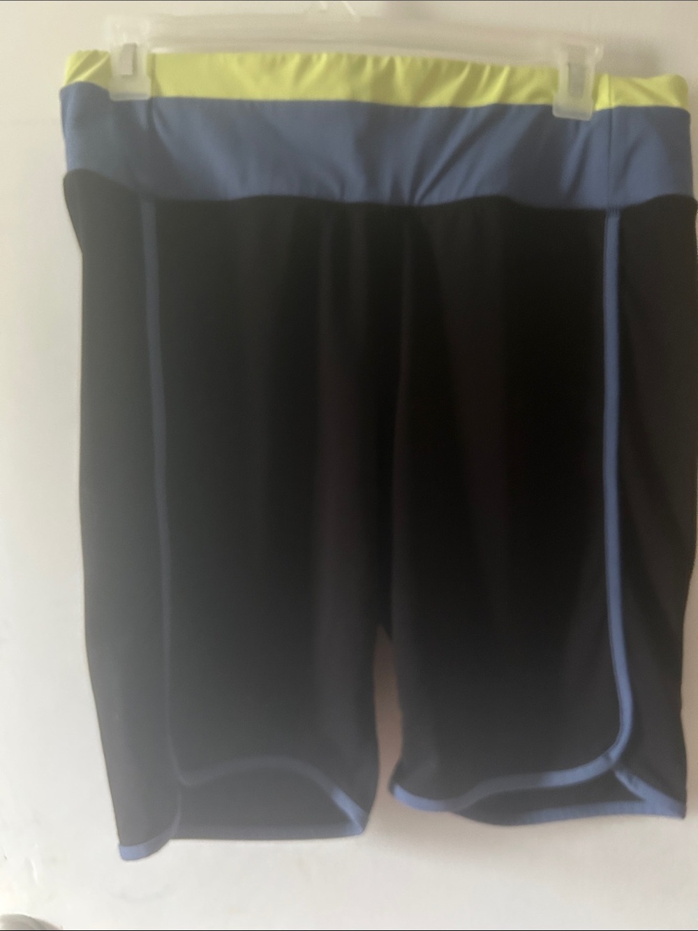 Livi Active Black Bike Shorts with Blue Trim and Lime Waistband
